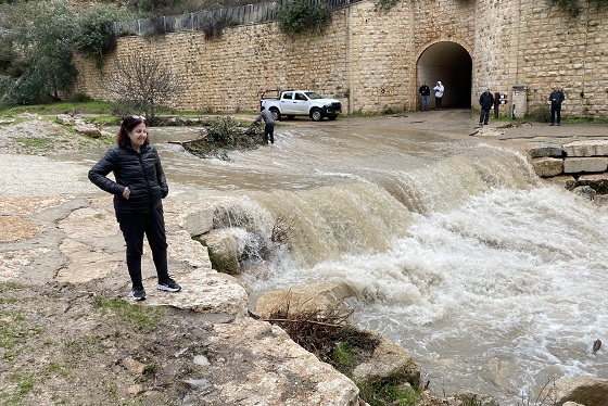 זרימת שיטפון בנחל רפאים צמוד לגשר קובי - הרי יהודה
